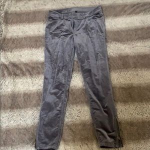 Grey velvet straight leg slim pants